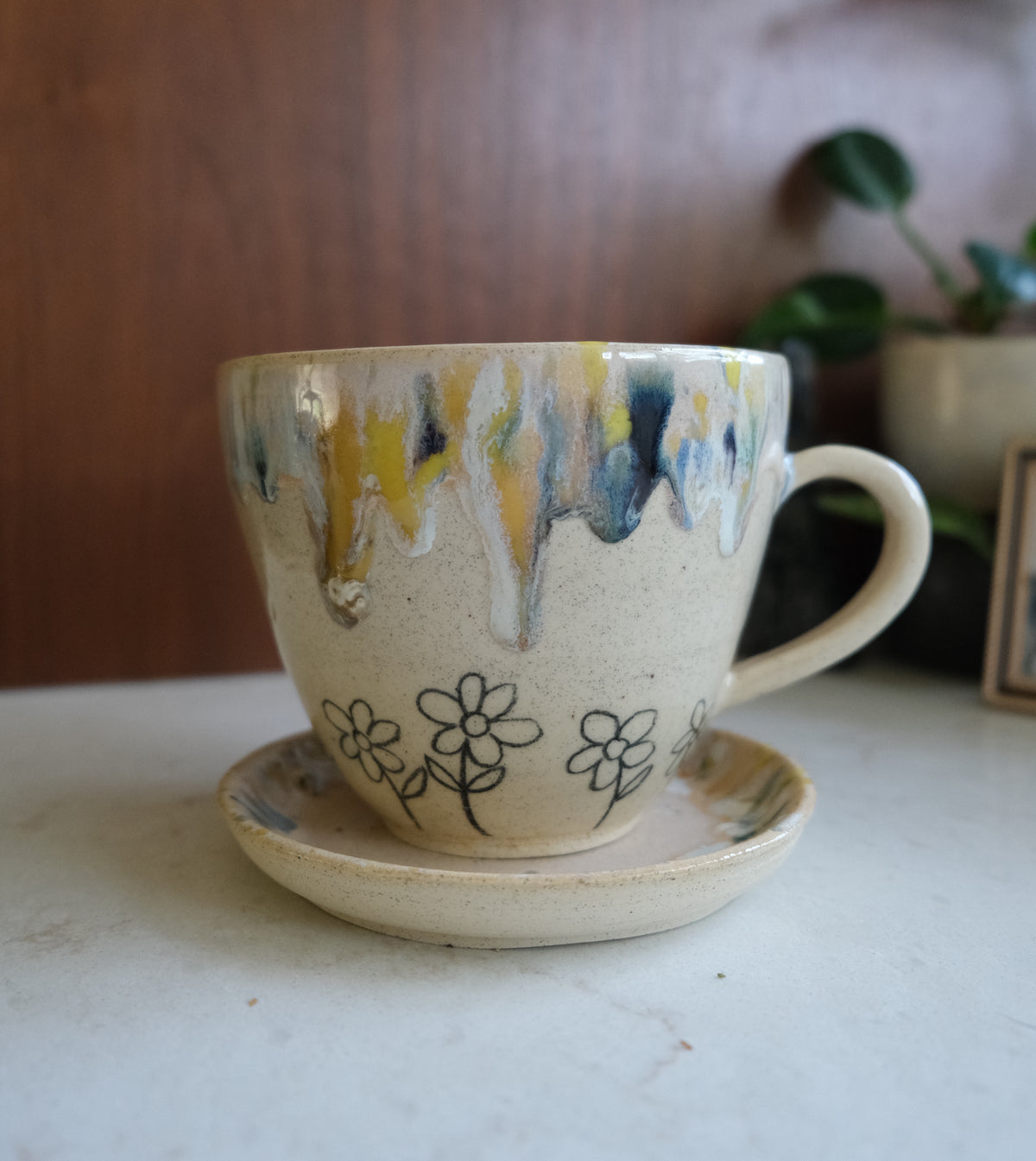 Doodle Flower Cup & Saucer
