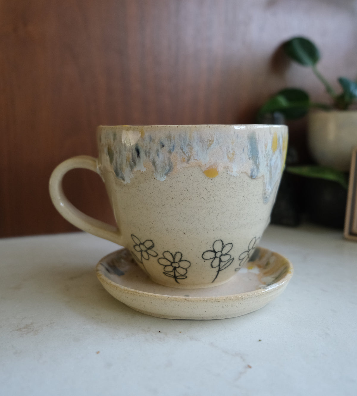 Doodle Flower Cup & Saucer