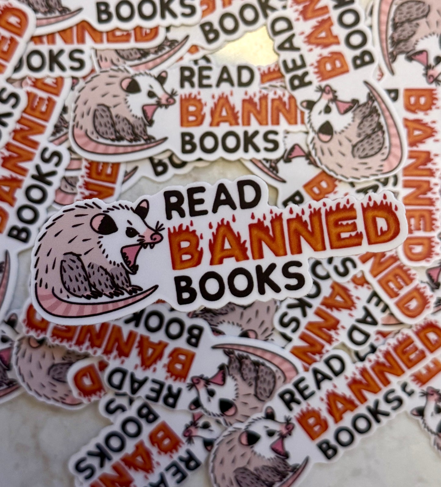 Small Sticker - Read Banned Books Possum