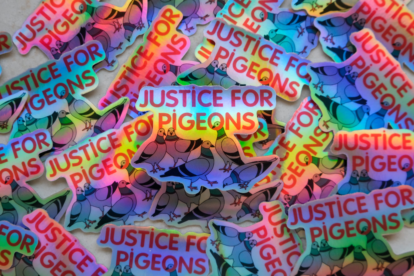 Medium Sticker - Justice for Pigeons Holographic